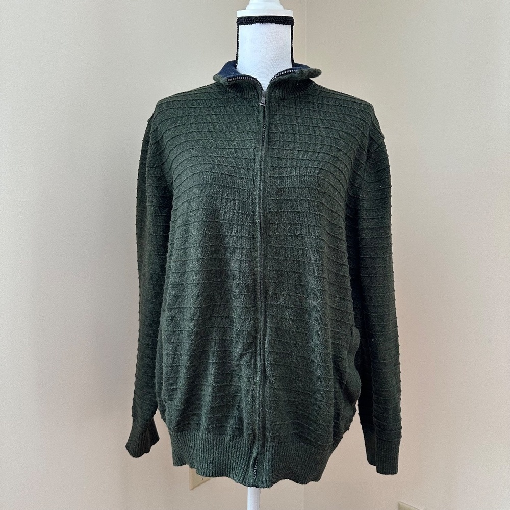 *NAUTICA* Green Zip-Up Long Sleeve Sweater Size Large